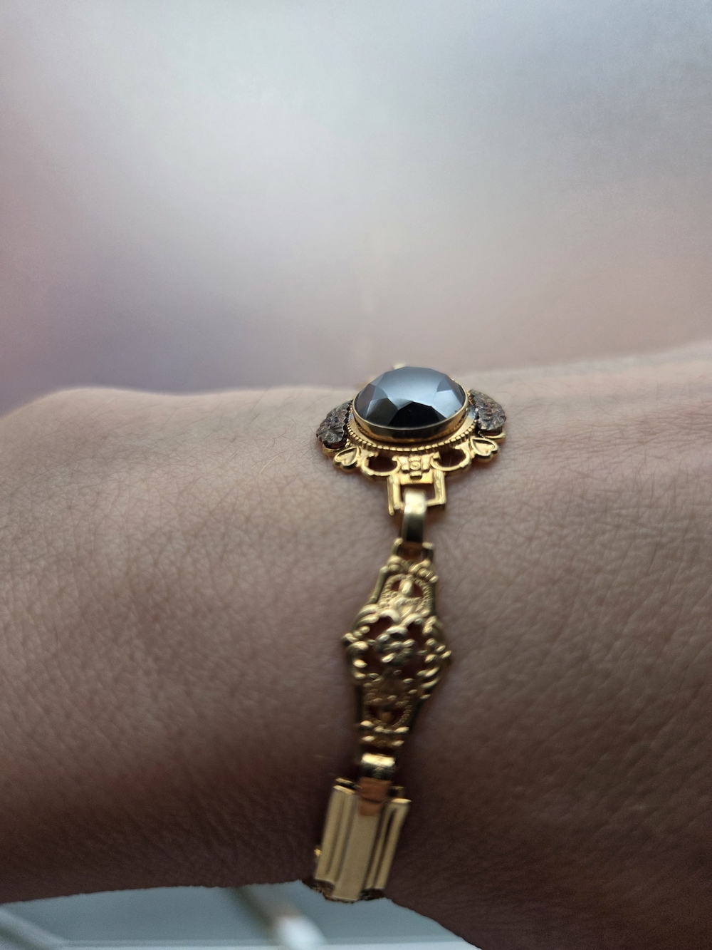 Gold-Tone Bracelet with Hematite Cabochons